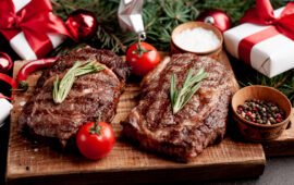 Platos de carne para las celebraciones de Navidad